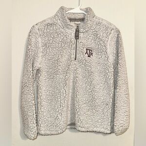 A&M Kids Sherpa Pullover - White Gray with Logo